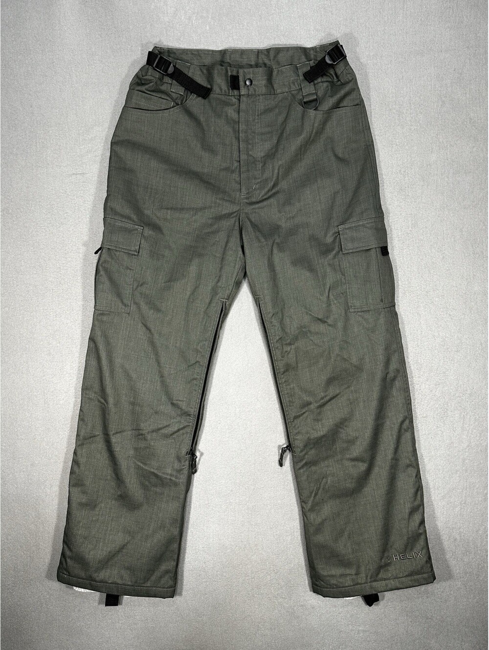 Helix Snowboard Pants 36x30 Mens M Cargo Ski Snow Pants Olive Green Waterproof